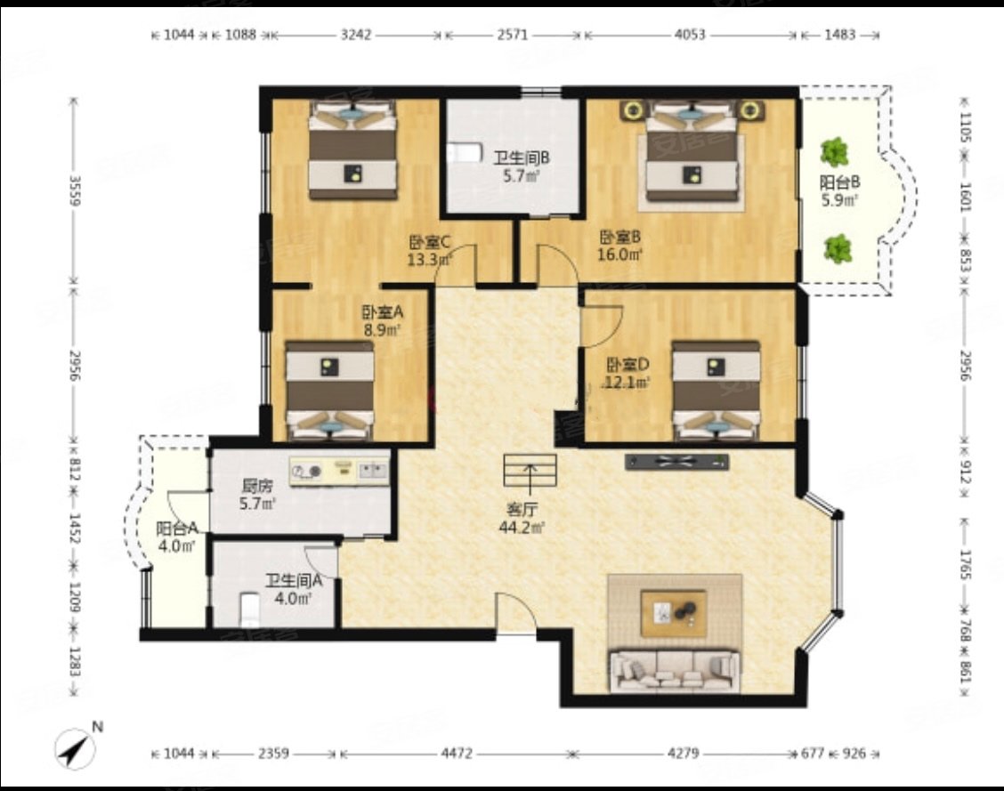 保养很好,一梯两户通透,朝向小区里面不临街,锦汇花园二手房,220万,4
