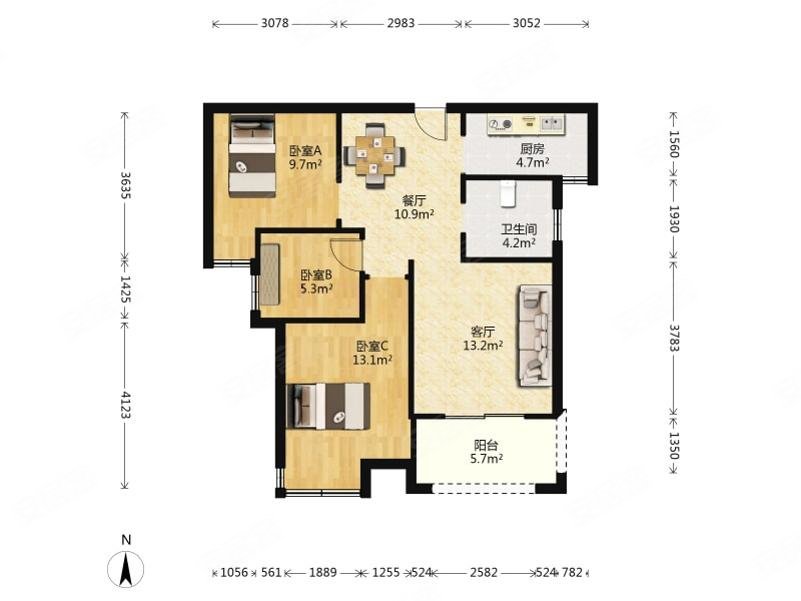 兴华尚都国际8885平150万2室2厅1卫