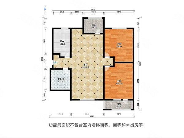 天辰世纪天和雅园 2室2厅1卫 电梯房 精装修94平米,北辰租房-天津58