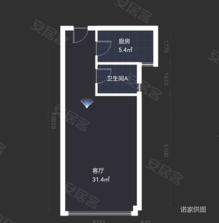 富兴领寓1室2厅2卫85.12㎡西69万