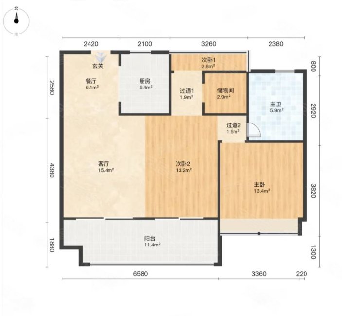 新龙家园(二期)3室2厅1卫100㎡南北39.6万