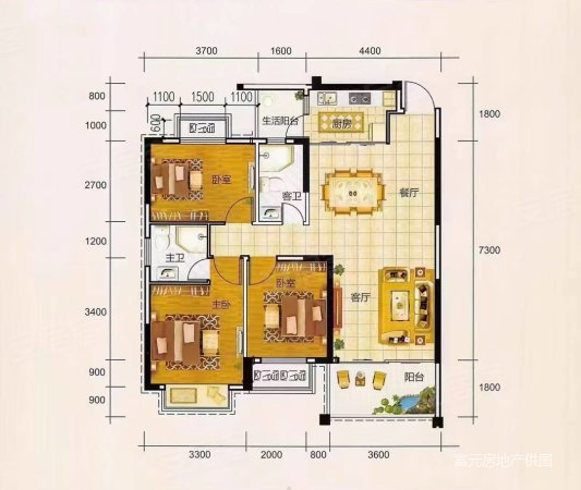 万丰新新传奇3室2厅2卫109㎡南北53万