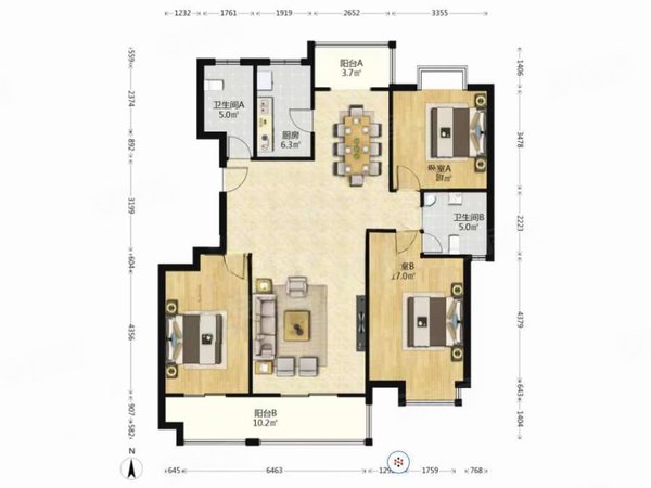 西安灞桥席王铁建水岸雅苑铁建水岸雅苑 3室2厅2卫