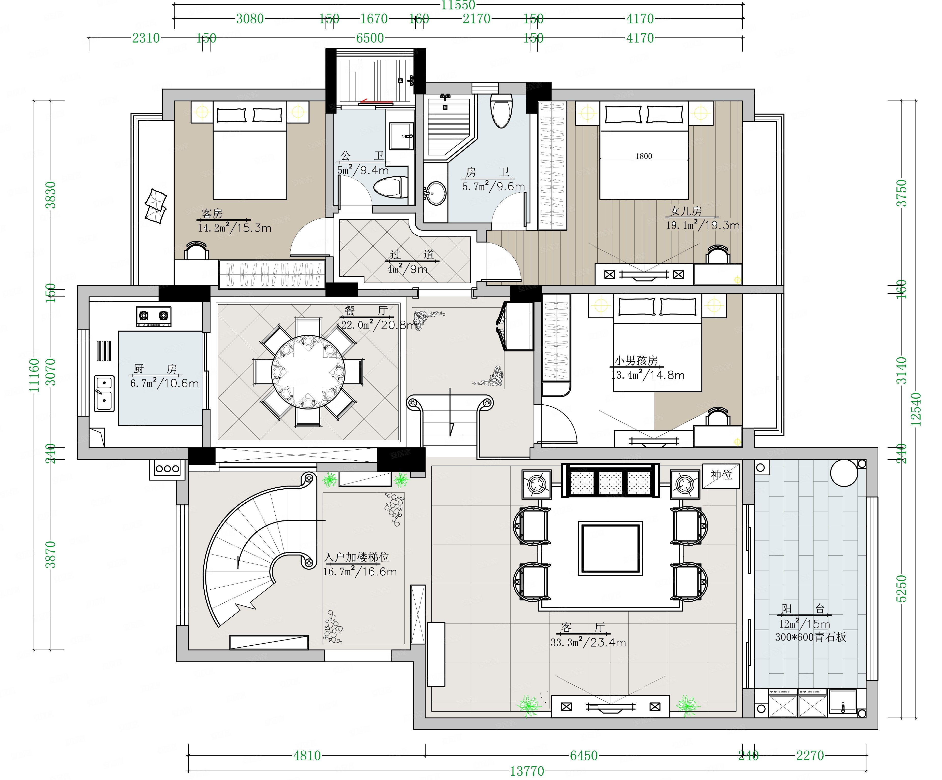 古典,质朴的中式风格复式楼