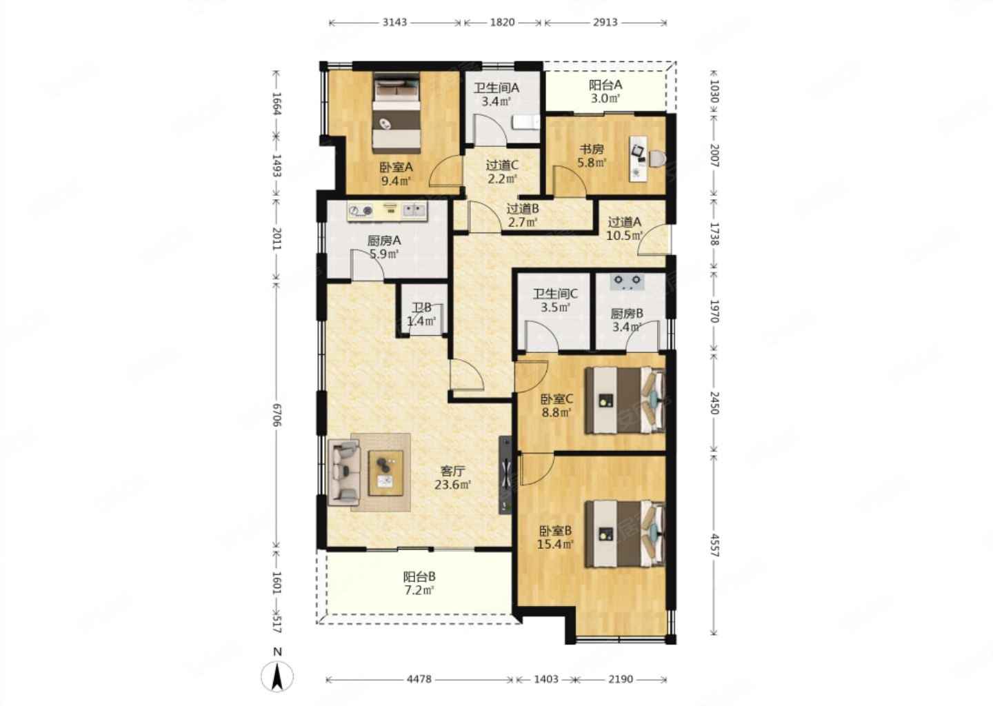 清凉山居143平的大平层中间楼层诚心出售