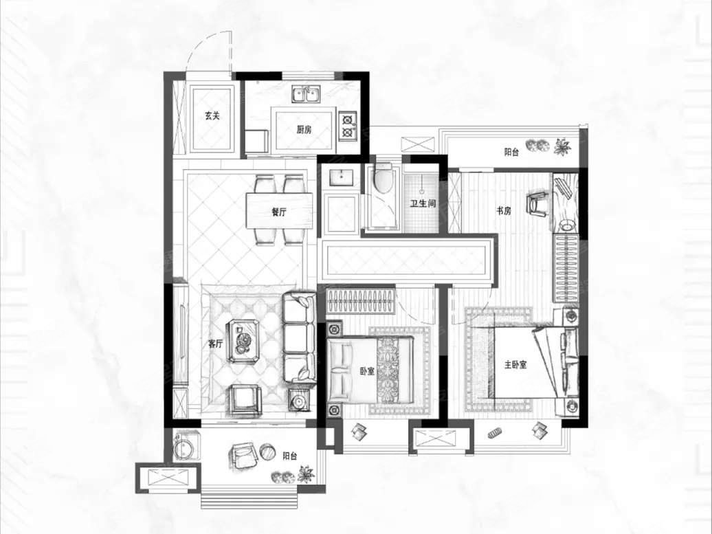 公园天著3室2厅1卫95.47㎡南183万