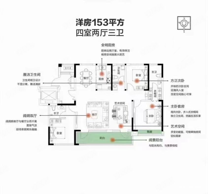 信友天润府4室2厅3卫150.22㎡南北112万