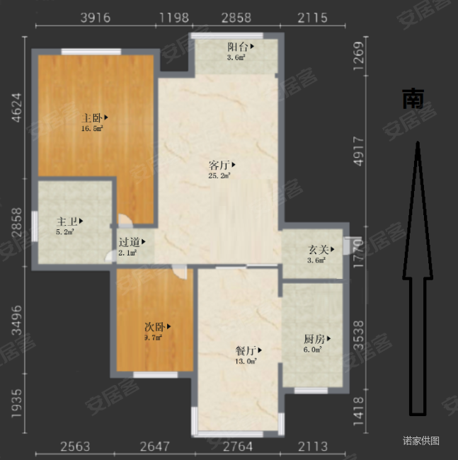 红磡领世郡常春藤2室2厅1卫105㎡南193万