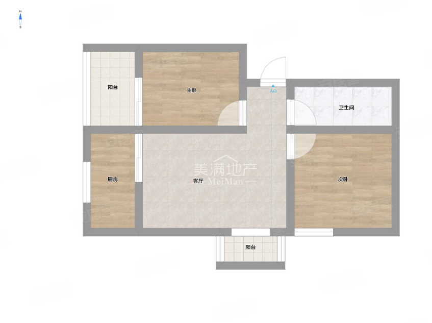 状元府第2室1厅1卫73.36㎡南北88万