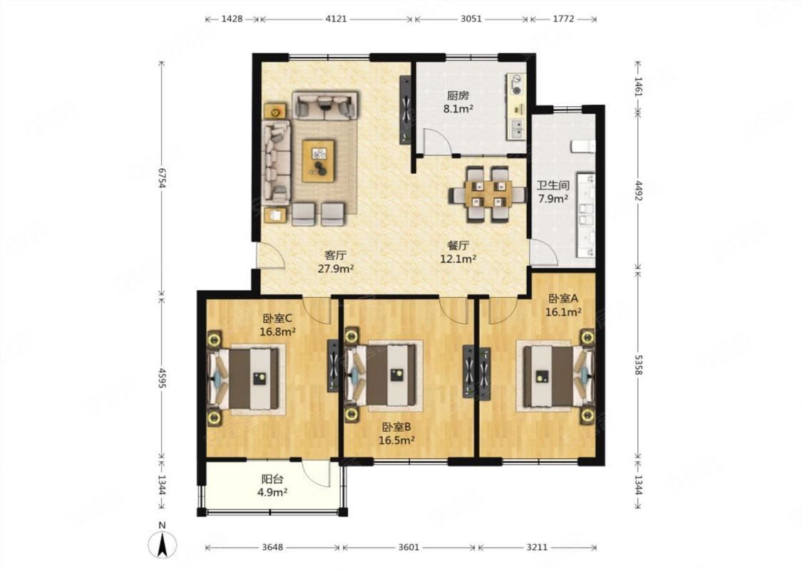 庭兰村单位房三卧室朝阳绿杉园和科技园旁非顶层邻明清街