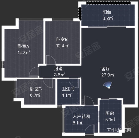 富力金港城(东区)3室2厅1卫98.83㎡南115万