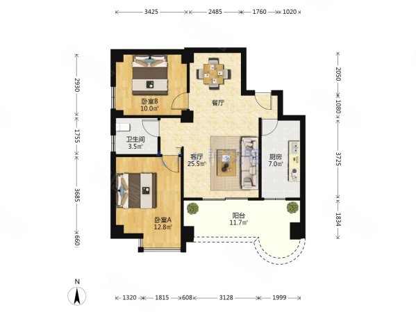 东坪花园(一期)2室2厅1卫82.56㎡南北400万