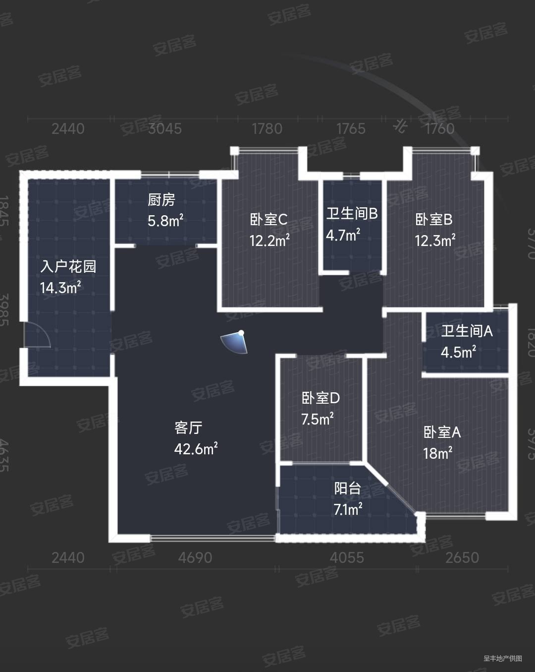 华发国际花园4室2厅2卫142㎡南北298万