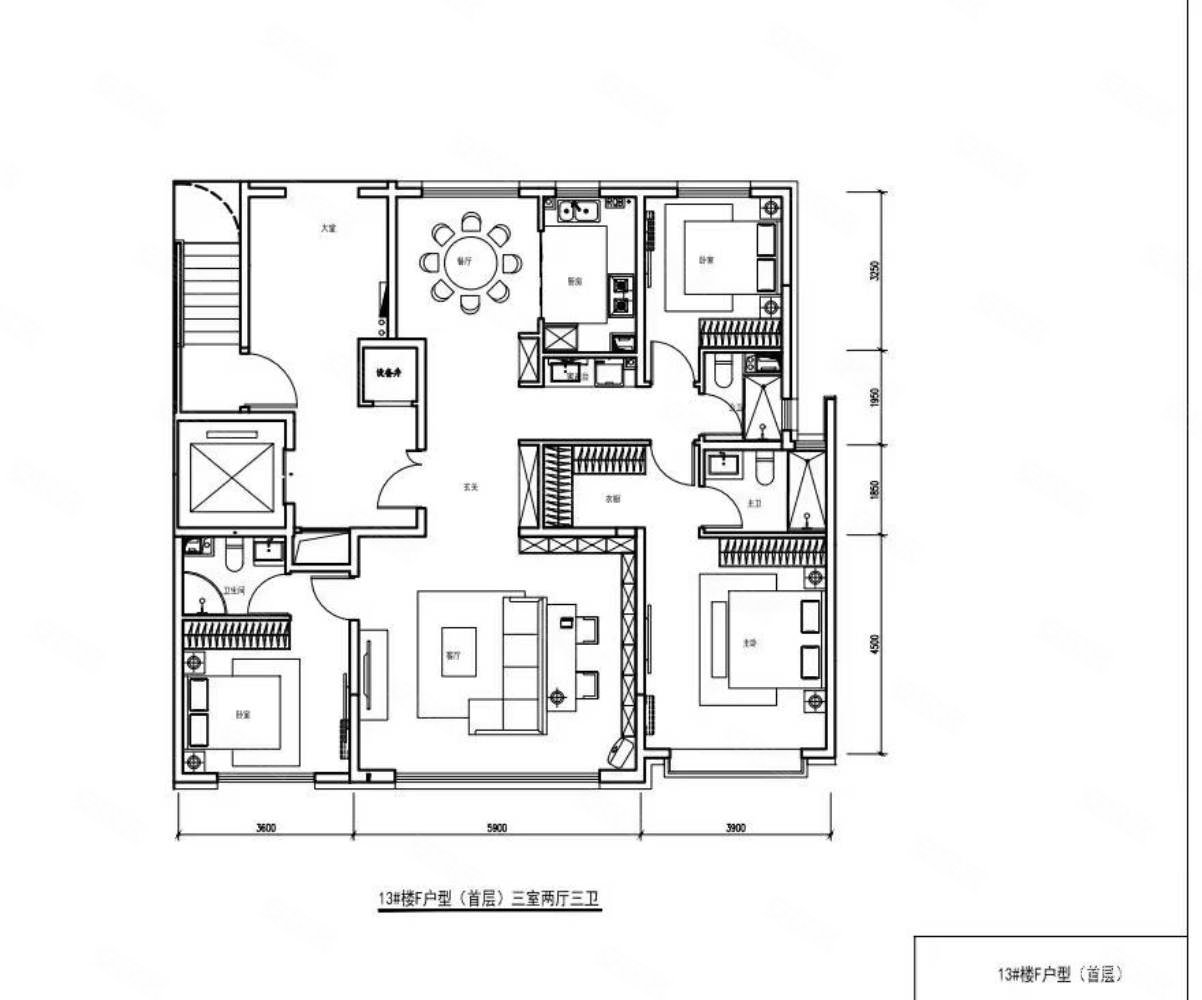 彩虹城3室2厅3卫153㎡南北140万