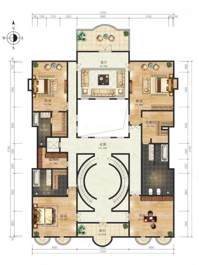财富公馆4室8厅7卫1502.33㎡东13900万