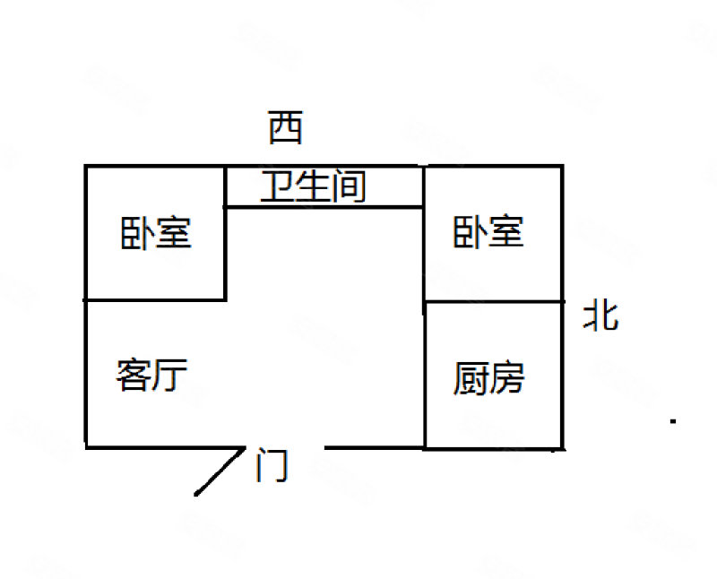 铁路小区2室1厅1卫58㎡南北27万