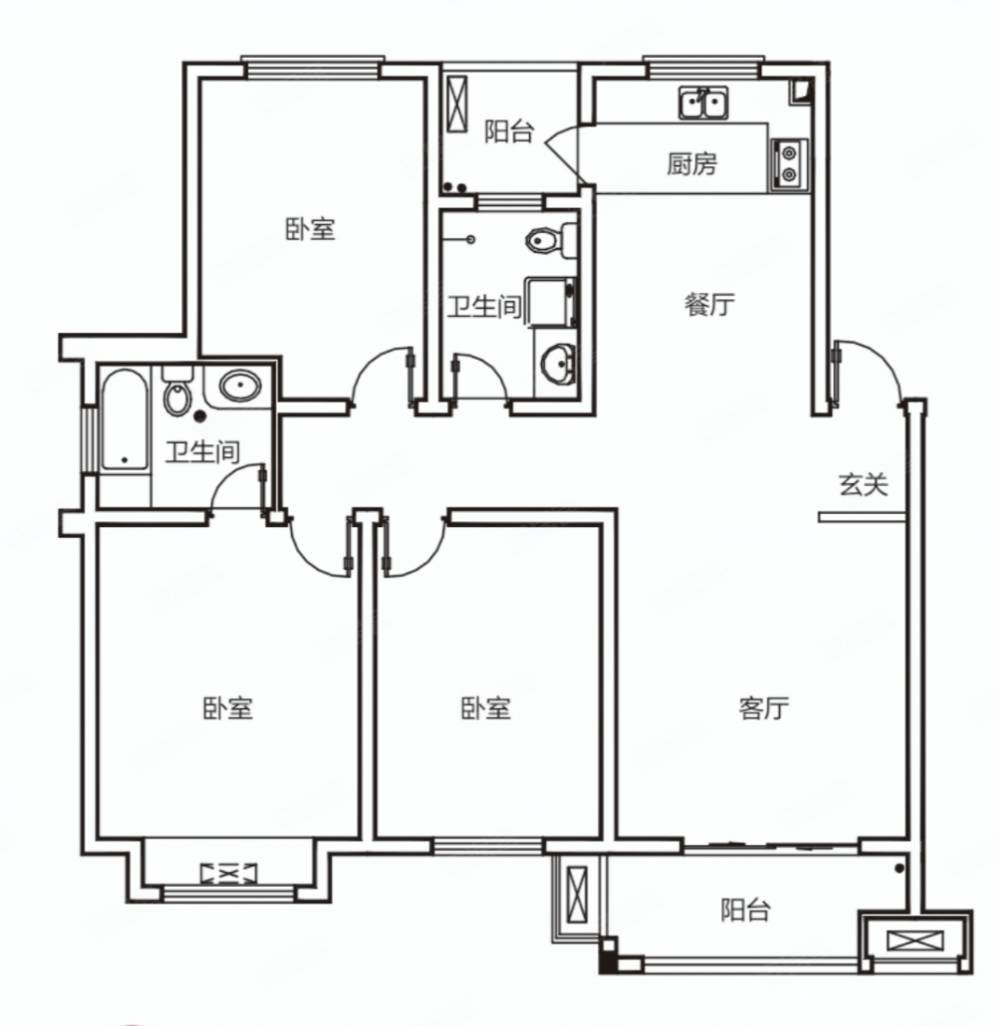 世纪花园3室2厅1卫100㎡南北52.8万