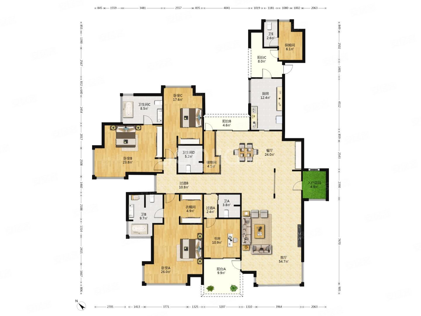 华发绿洋山庄5室2厅5卫299㎡南北1230万