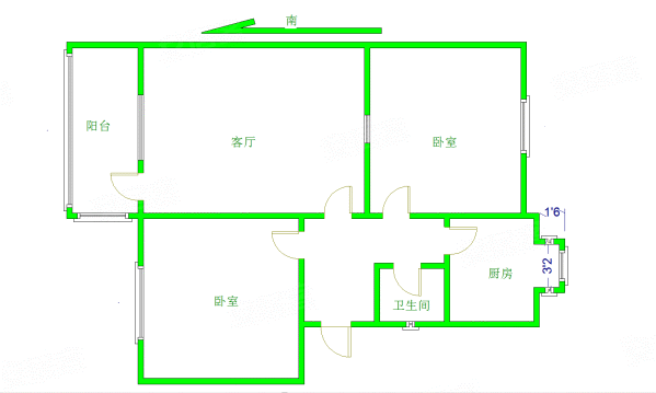 物探西区2室1厅1卫60㎡南29万