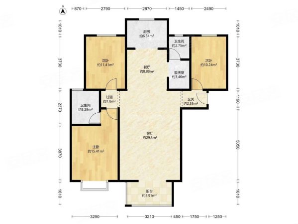 臻石翠园3室2厅2卫137㎡南北131万