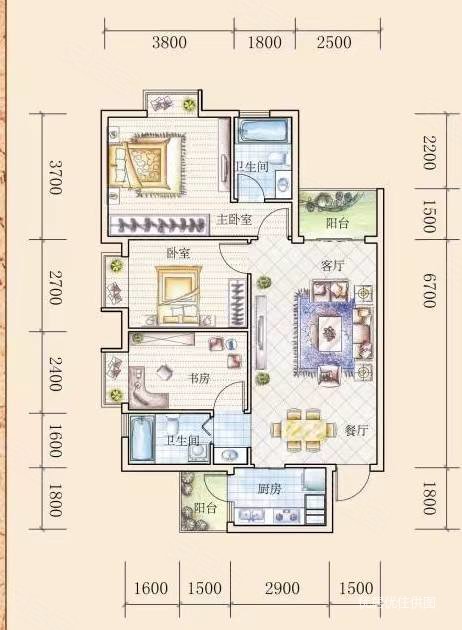 花果园a南区地铁口湿地公园购物中心3室2厅2卫