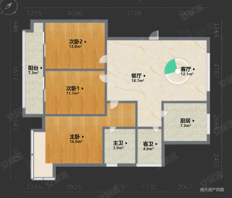 枫林湾3室2厅2卫117.21㎡南150万