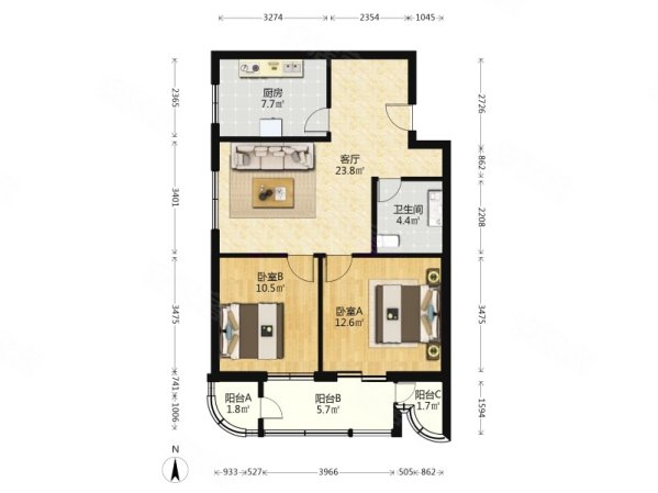 莲花小区2室1厅1卫84.81㎡西南700万