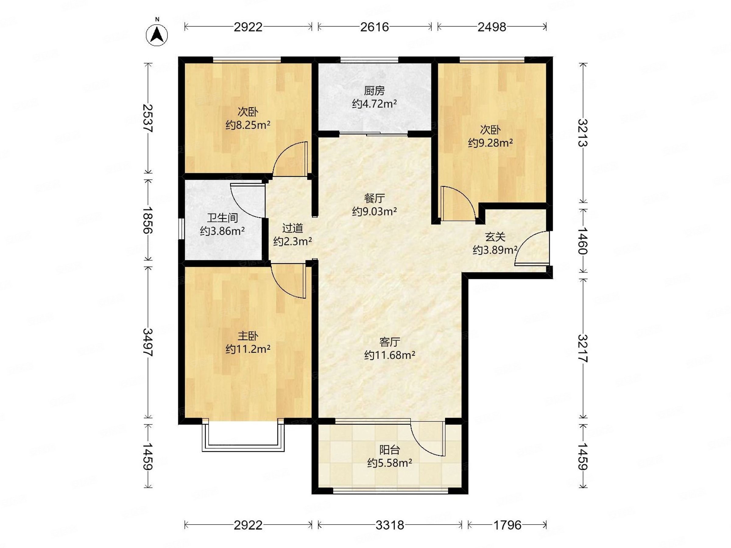 户型通透 看房提前联系,碧桂园星荟二手房,90万,3室2厅,1卫,108平米