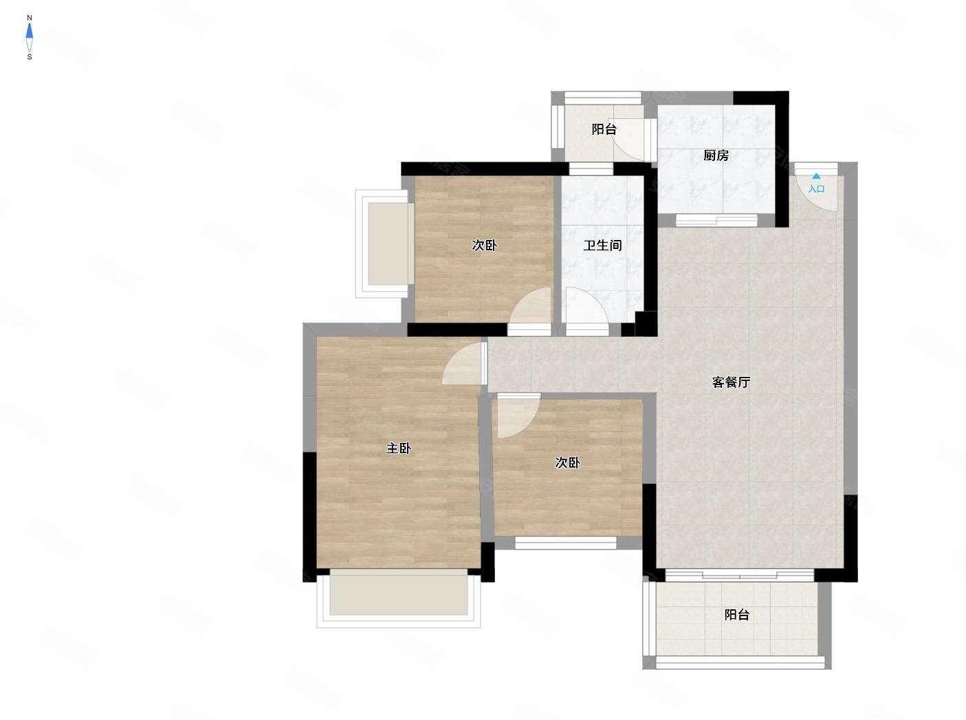 建工城3室2厅1卫105㎡南北90万