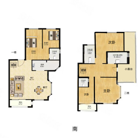 宏地南塘府5室2厅3卫156.83㎡南北648万