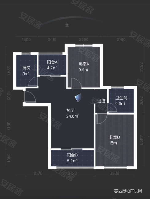 大众湖滨花园3室2厅1卫89.43㎡南北95万