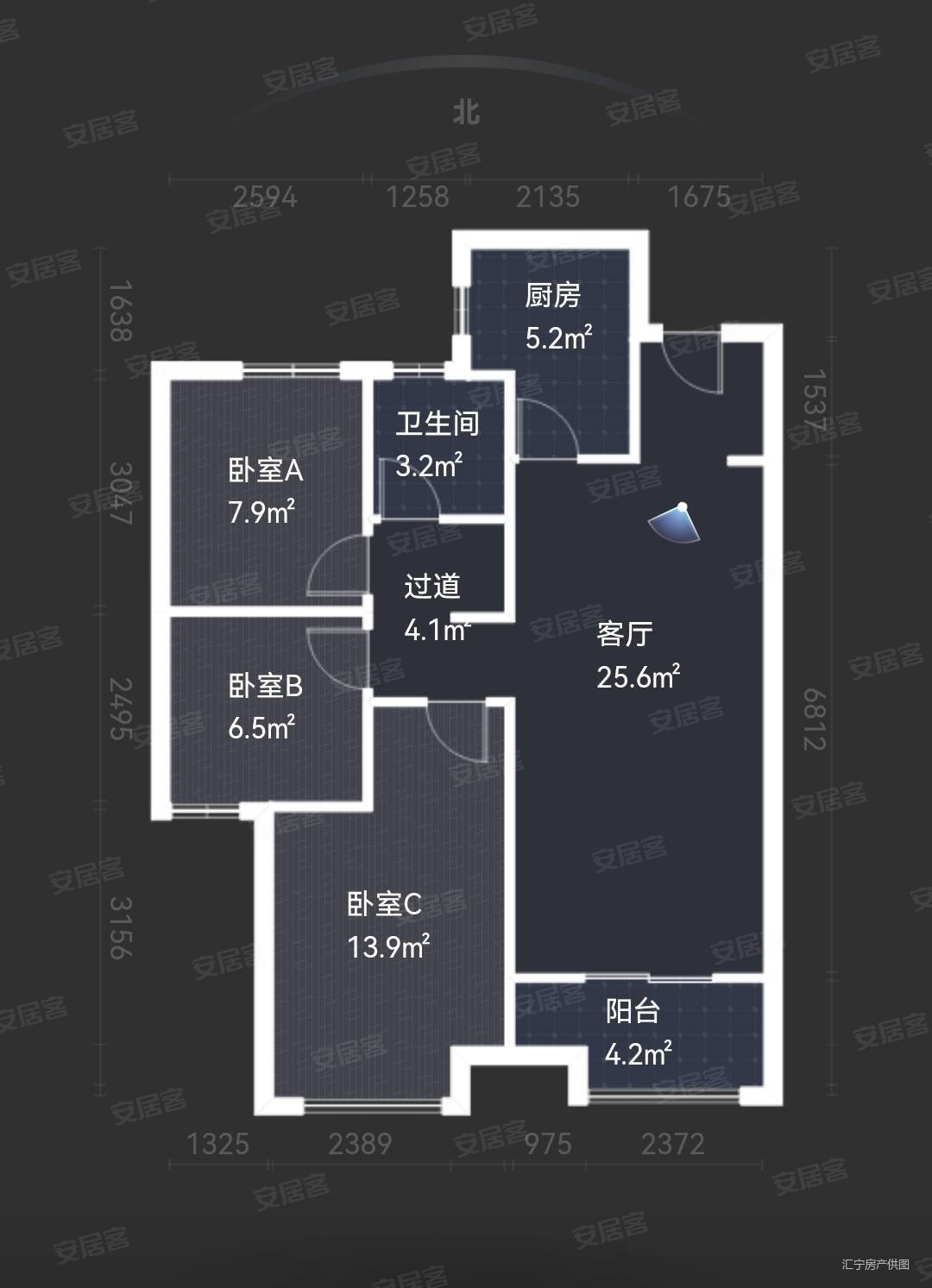 精装修的,三室两厅一卫,周边配套完善,聚驾观景台二手房,58万,3室2厅