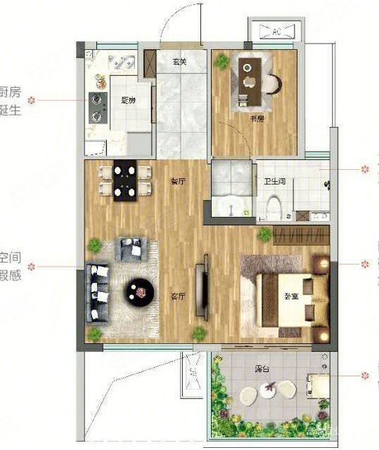 奉馨苑1室1厅1卫65㎡南北76万