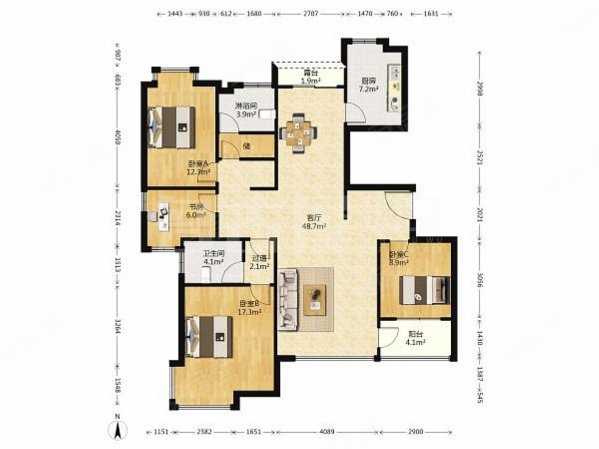 新港名城花园4室2厅2卫164㎡南北578万