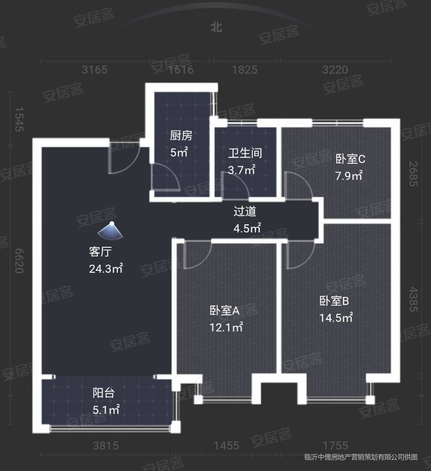 御景苑3室2厅1卫114㎡南北81万