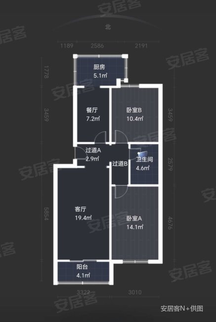 纺织城商业大厦2室2厅1卫83.85㎡南北85万