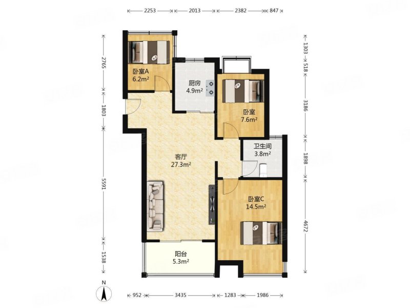 保利罗兰香谷 中间好楼层 南北通透 刚需小三居 正规商品房