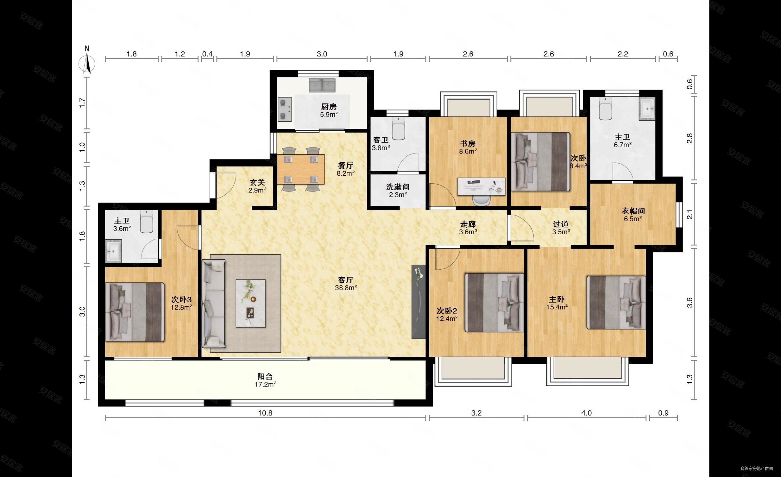 光谷澎湃城奥山府5室2厅3卫192.73㎡南北310万