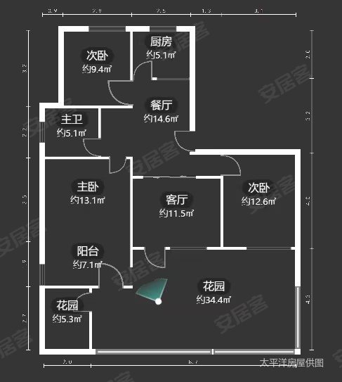 罗阳五村莲盛花苑3室2厅1卫90.87㎡南北460万