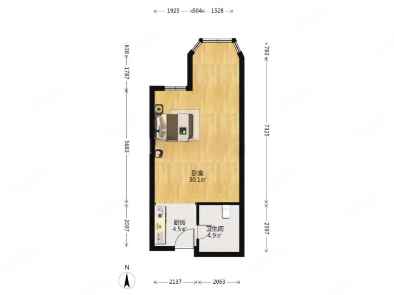 上京嘉园1室0厅1卫55.25㎡西南19万