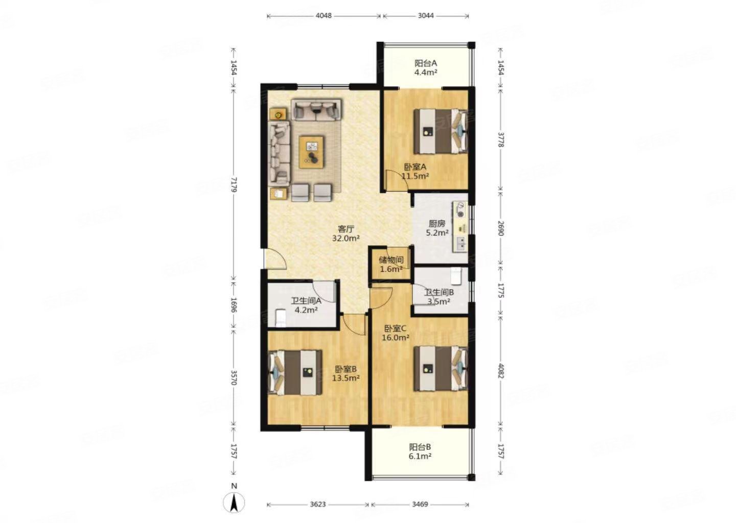 东城丽景3室2厅2卫138.9㎡东94万