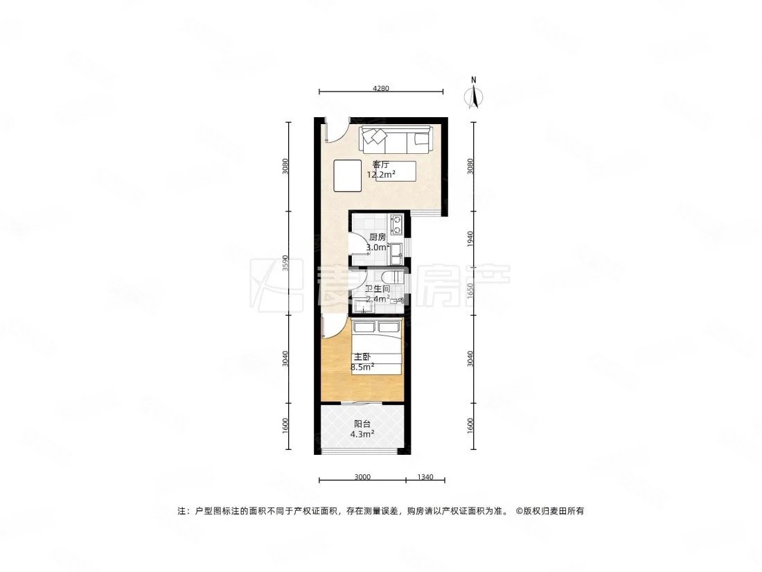 龙祥小区1室1厅1卫52.68㎡南95万