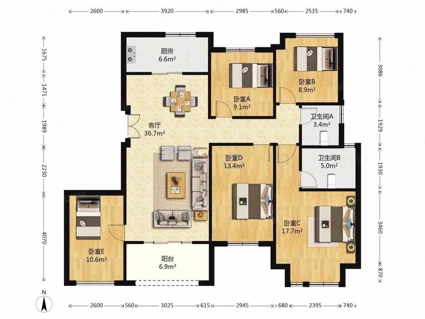 蓝光天悦城138平大气5房边套洋房中高楼层含车位