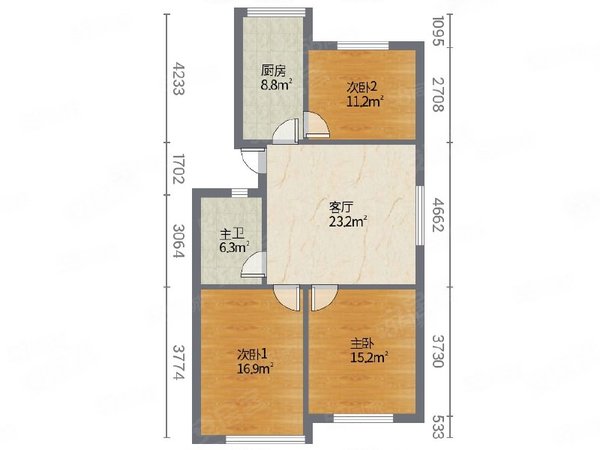 3室1厅1卫  精装修90平米出租房源真实图片