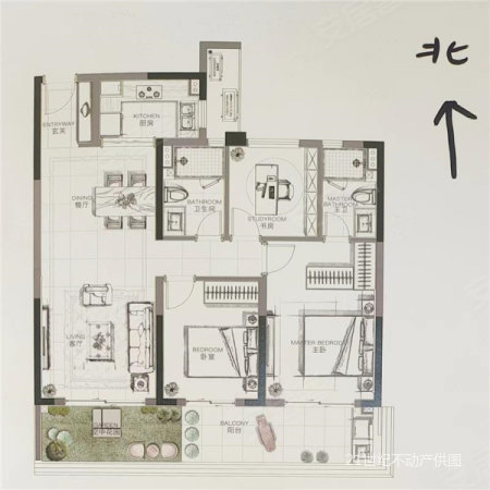 中国铁建未来视界3室2厅2卫109㎡南北290万