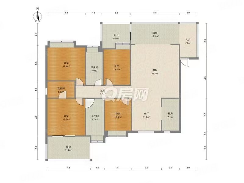 君汇新天4室2厅2卫85.34㎡南北860万