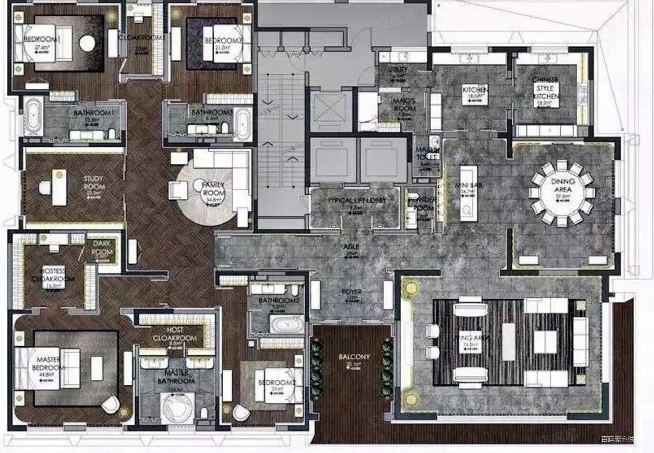 古北壹号(公寓住宅)5室3厅5卫681.91㎡南北17500万