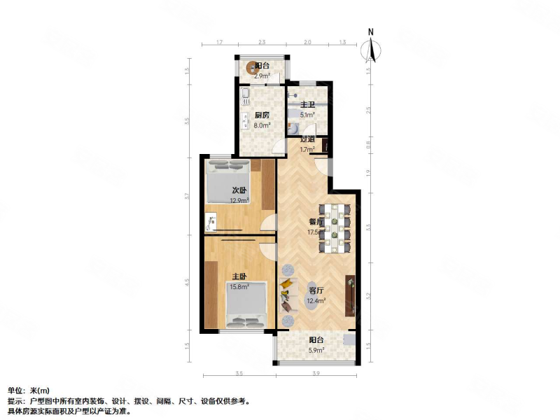 嘉屯苑2室2厅1卫91.2㎡南北430万