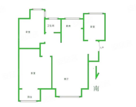 锦绣天地A区3室1厅1卫90.27㎡南北98万