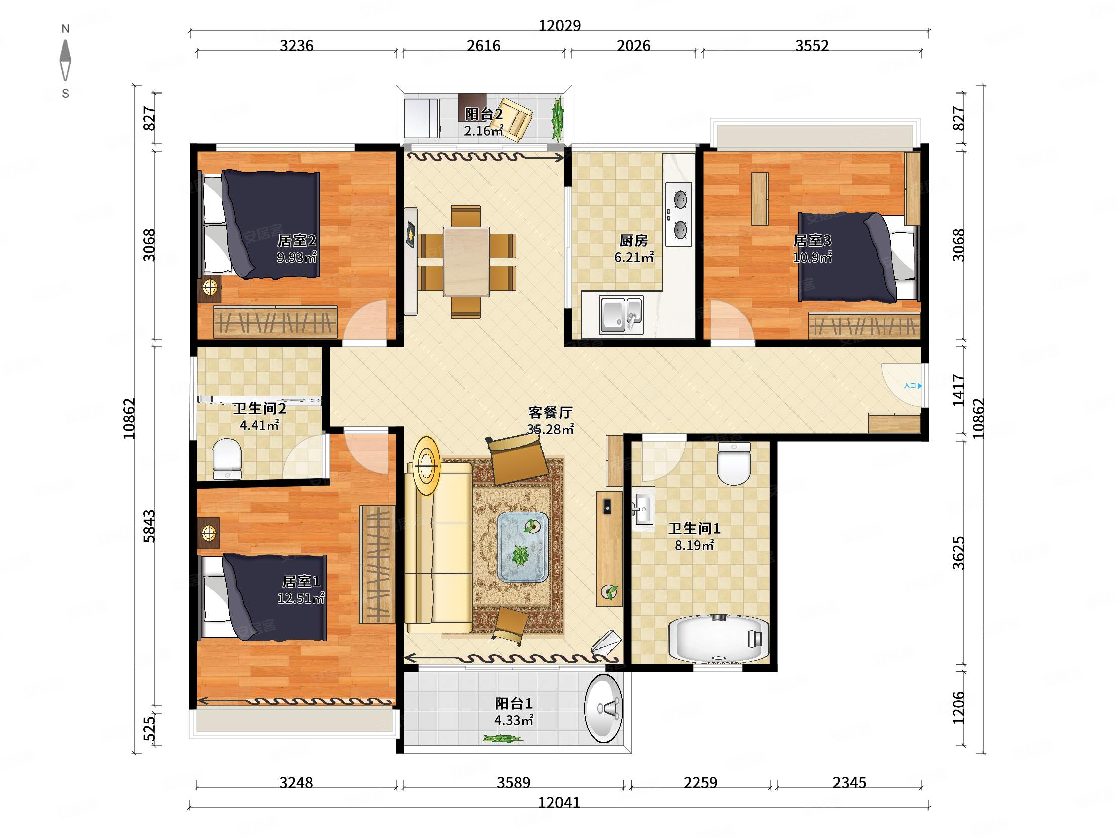 融信中骏学院府二手房,71.8万,3室2厅,2卫,98.39平米-江门安居客